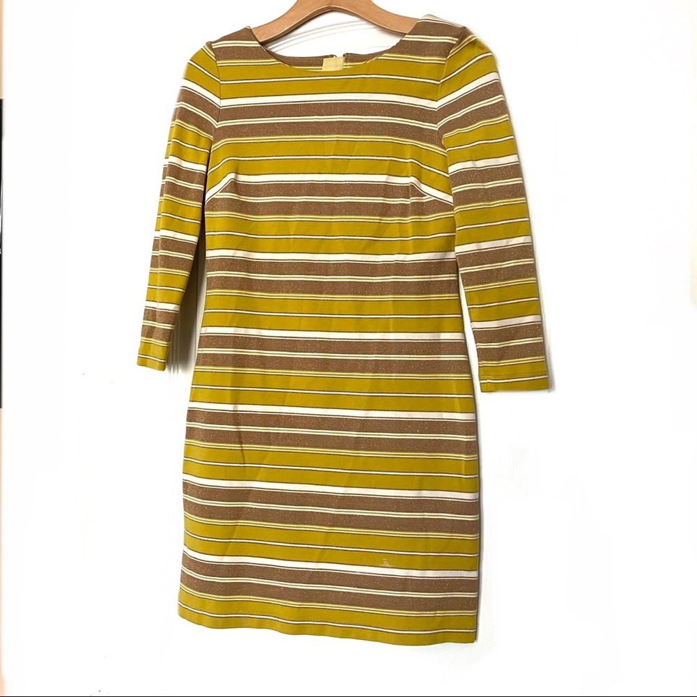 Banana Republic Stripe Knit Stretch Dress Yellow 4